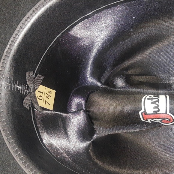 Cowboy Hat "Justin Hats" Cattleman Felt Black Hat XX 100% Wool Size 61(7 5/8) - Picture 8 of 10